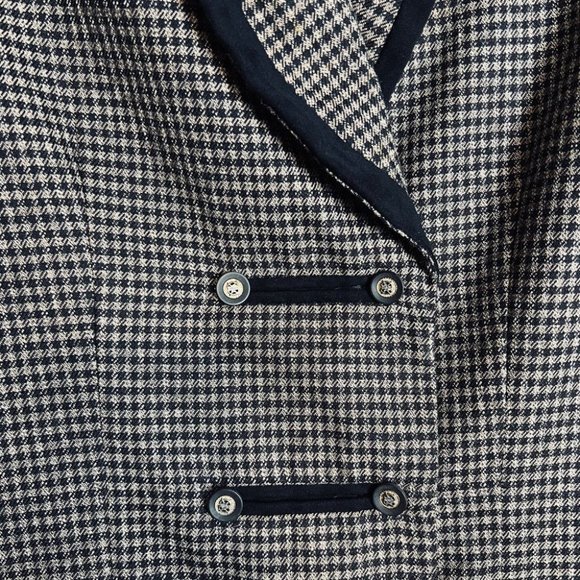 vtg 80s/90s brown & black houndstooth blazer 12 crop tailored horse girl preppy - Picture 4 of 6